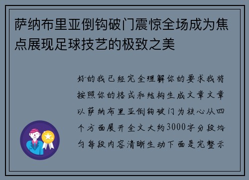 萨纳布里亚倒钩破门震惊全场成为焦点展现足球技艺的极致之美
